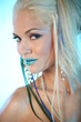 Beautiful blonde woman in makeup