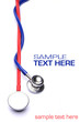 red and blue stethoscope isolated in white background