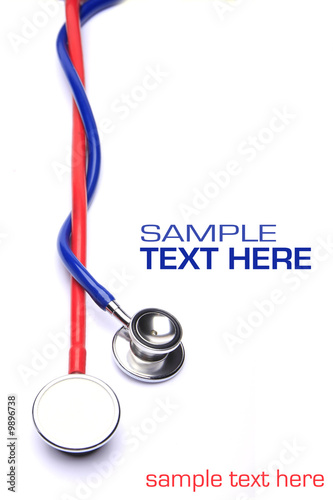 Photo: red and blue stethoscope isolated in white background red and blue stethoscope isolated in white background
