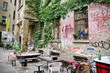 Cour intérieure d'immeuble squatté, Berlin, Allemagne.