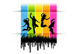Jumping active people vector illustration.