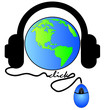 headphones with globe and mouse