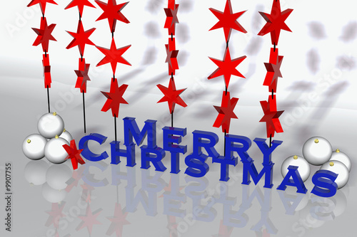 Christmas card - "Merry Chrisatmas" 3d rendering, U.S. color