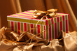 christmas gift box with a golden bow