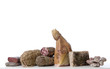 Group sausage on a white background.