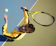 player in tennis on court in  bright sunny day