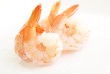 Fresh shrimp with tails on white