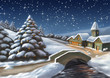 Enchanted Christmas landscape. Digital illustration.