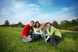 Happy young people outdoors