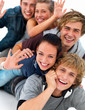 Closeup portrait of young friends having fun