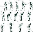 Vektor: Golf swing shown in 14 stages vector illustration fully editable Golf swing shown in 14 stages vector illustration fully editable