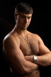 portrait of a strong muscular man, isolated on black background portrait of a strong muscular man, isolated on black background