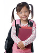 A young asian school girl ready for school.