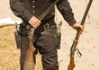 gun inspection after shooting in a cowboy action shooting event