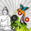 Illustration Buddha mit Kolibri Illustration Buddha mit Kolibri