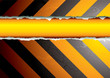 warning sign with a rip down the middle for copy