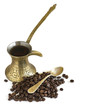 coffee pot with coffee beans