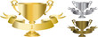 vector gold, silver and bronze trophy
