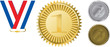 vector gold, silver and bronze award ribbons