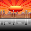 illustration on heating of a city on the planet earth