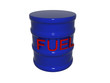 A single fuel drum isolated on a white background.