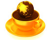 Earth on cup of coffee. 3d
