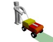 3d human man with lawnmower