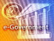 Electronic government illustrated by building and data Electronic government illustrated by building and data
