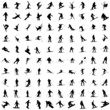 One hundred silhouette of skiers.