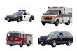 A set of emergency vehicles isolated
