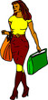 vector - woman shopping with bags