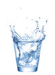 water splashing from ice cubes being dropped in a glass.