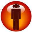 man wearing headphones button or icon - illustration