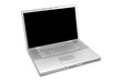 Silver laptop computer isolated on a white studio background