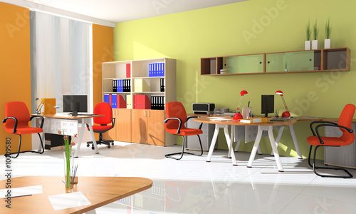 Illustration: Modern interior with furniture for office Modern interior with furniture for office
