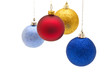colorful christmas balls on white background