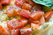 Extreme close up of fresh bruschetta