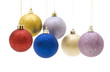 colorful christmas balls on white background