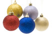 colorful christmas balls on white background