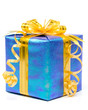 Shiny gift box with ribbon on a white background