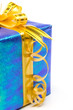 Shiny gift box with ribbon on a white background