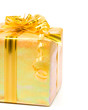 Shiny gift box with ribbon on a white background