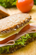 Fresh wholemeal cheese and ham sandwich