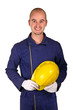 young worker heavy industry background