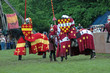 Knights on horses in armor before duel Knights on horses in armor before duel