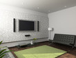Modern design interior of living-room. 3D render