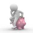 3d human with a pig bank