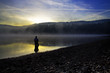 fishing in the river early in the morning
