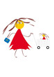 Family. Woman rolls a baby-carriage. Abstract picture. Family. Woman rolls a baby-carriage. Abstract picture.