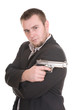 elegant gangster isolated on white background